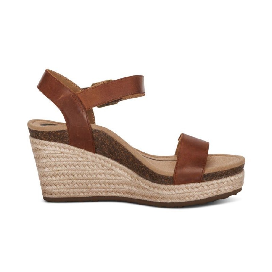 Womens Aetrex Wedges & Heels | Sydney Quarter Strap Espadrille Wedge ...